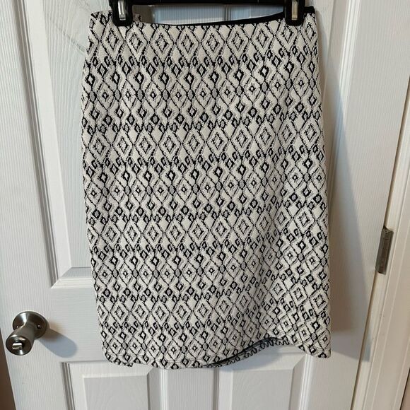 Lysse Black White Geometric Patterned skirt - 3X Plus size Skirt - Picture 1 of 4